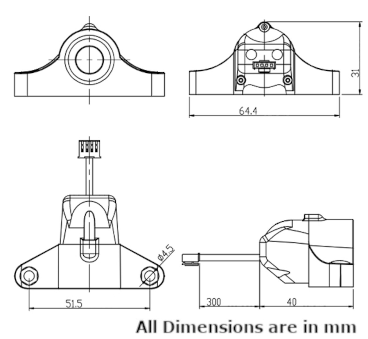 PB-A10 Ultrasonic Distance Sensor Dimensions