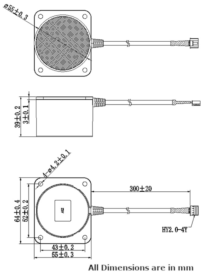 PB-A12 Ultrasonic Distance Sensor Dimensions