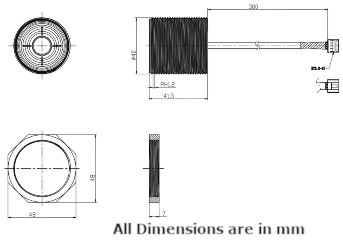 PB-A15 Ultrasonic Distance Sensor Dimensions