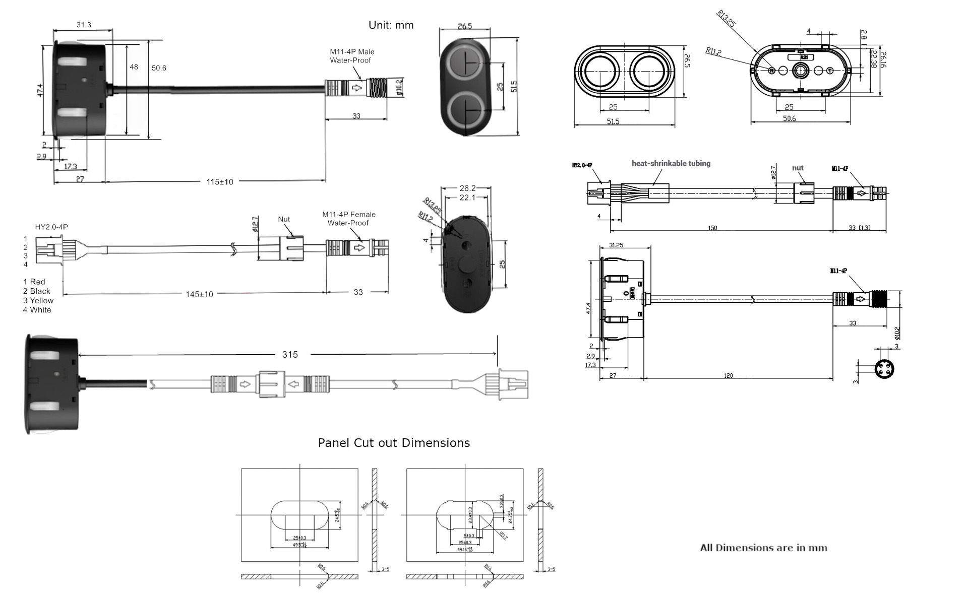 PB-A21 Ultrasonic Obstacle Avoidance Sensor Dimensions