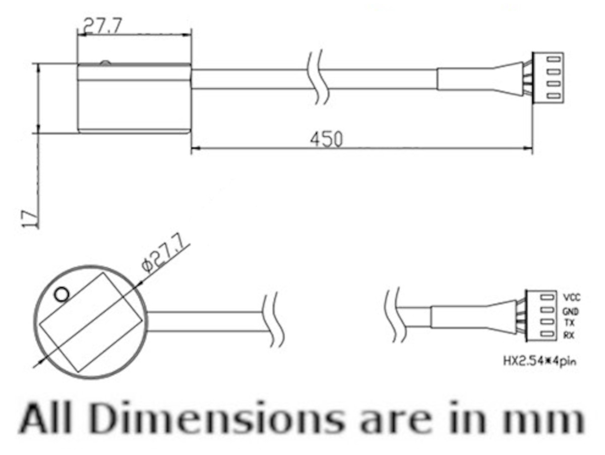 PB-DS1603 Ultrasonic Level Sensor Dimensions