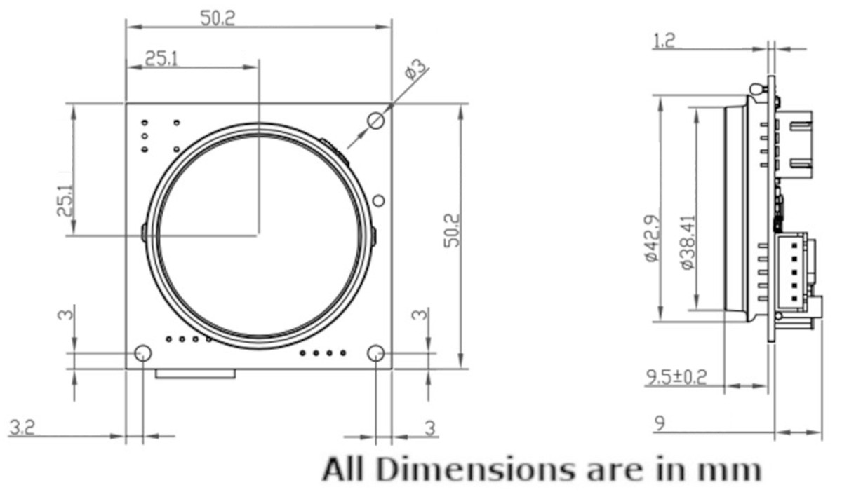 PB-H01 Ultrasonic Distance Sensor Dimensions