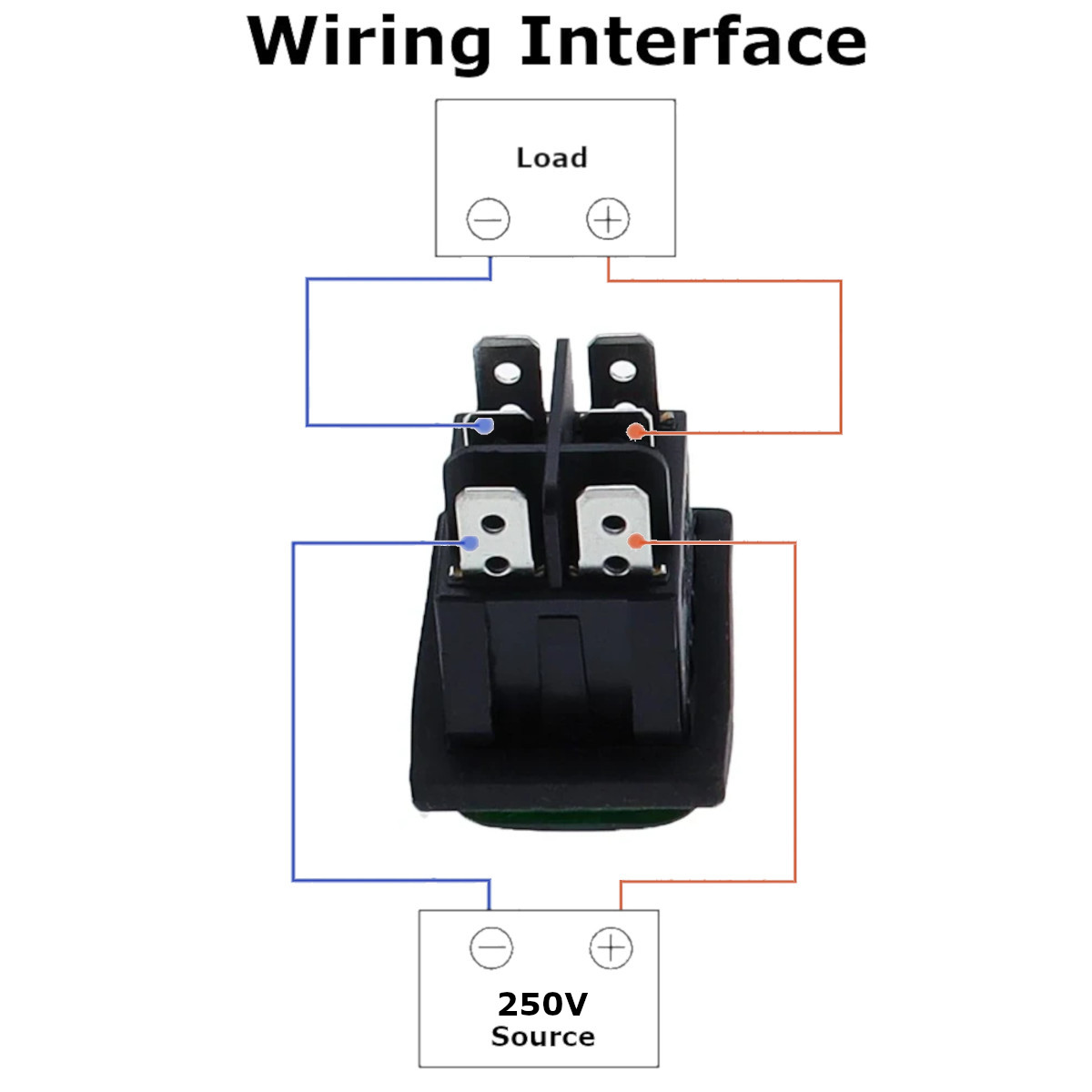 ProMax 16A 250V DPDT Rocker Switch ON OFF -Wiring Interface