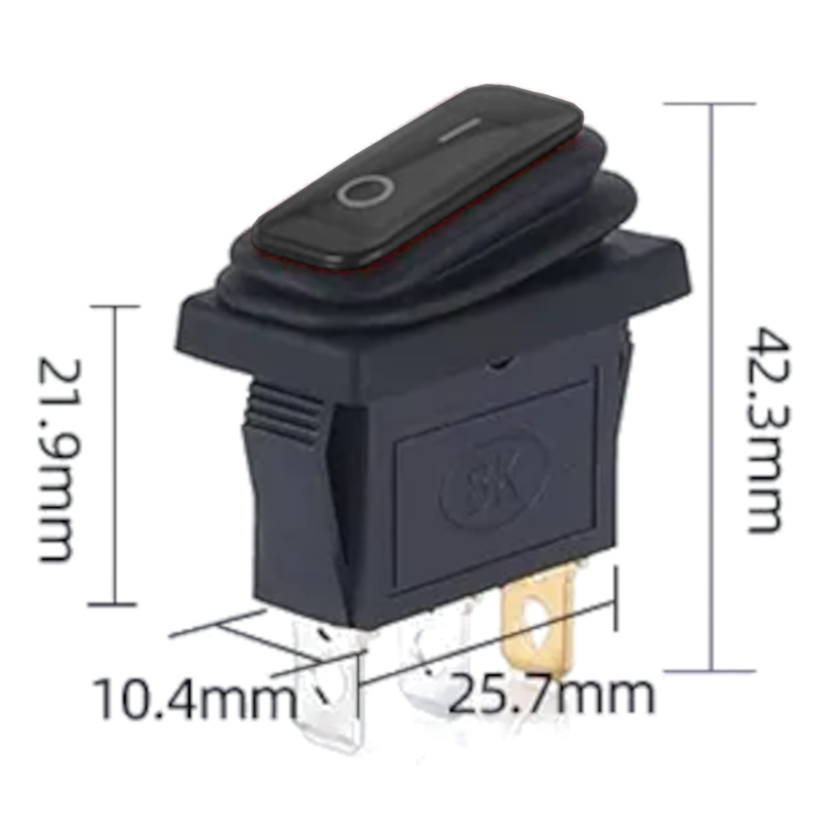 ProMax 16A 250V SPST Rocker Switch ON OFF -Dimensions