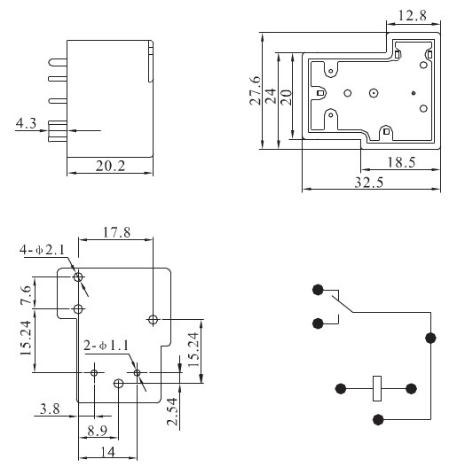 Probots T90 Relay Pinout and Dimensions
