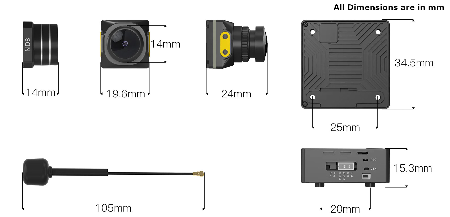FPV Camera - Dimensions