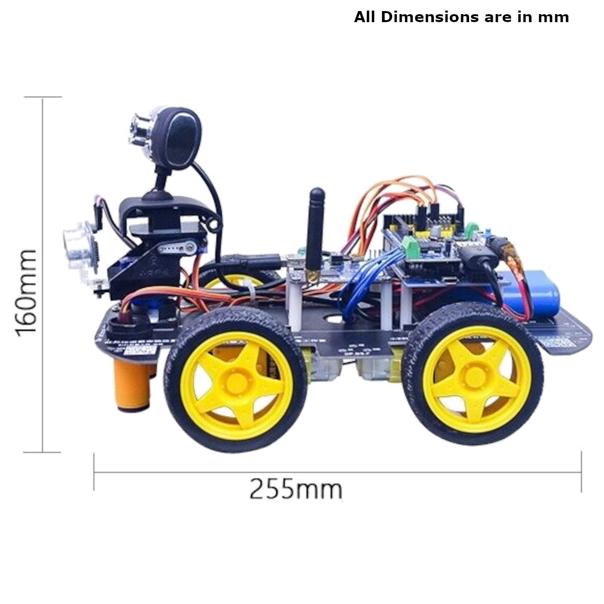Xiao R Smart RC 4 Wheel Drive Programmable Robot Car Dimensions