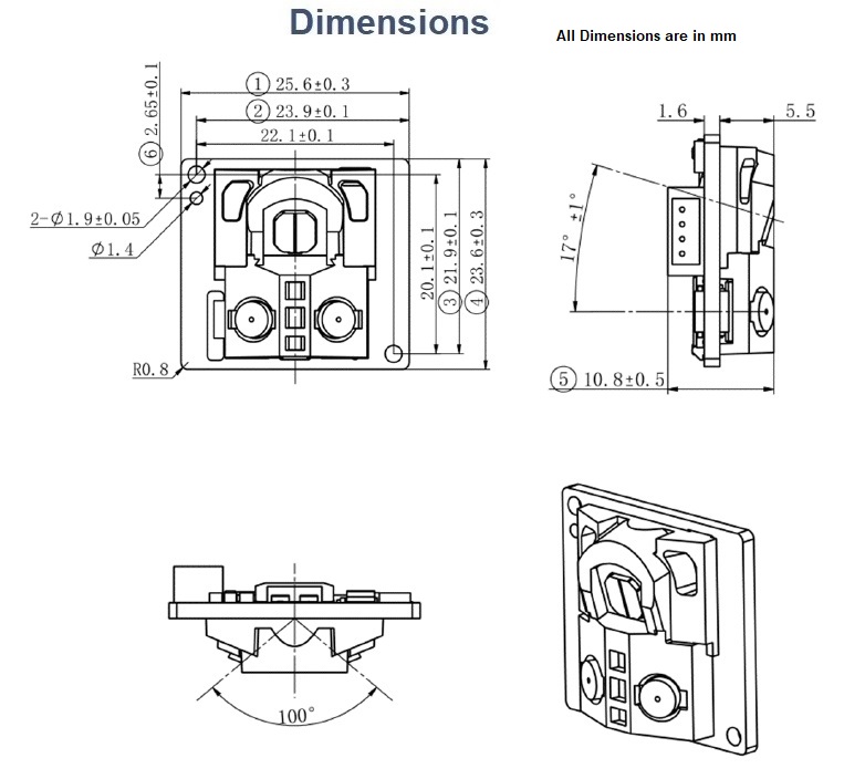 YDLiDAR GS2 Dimensions