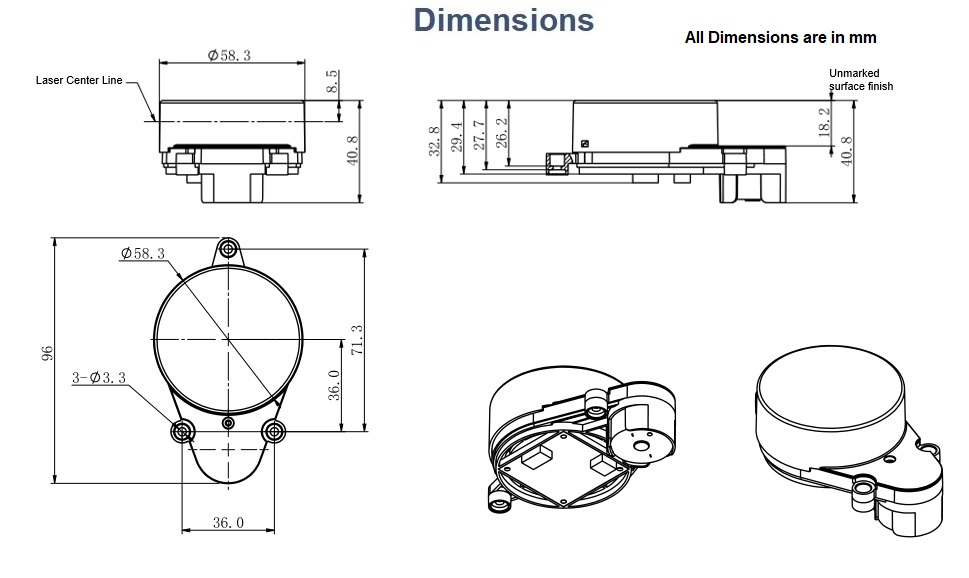 YDLIDAR TSA Dimensions
