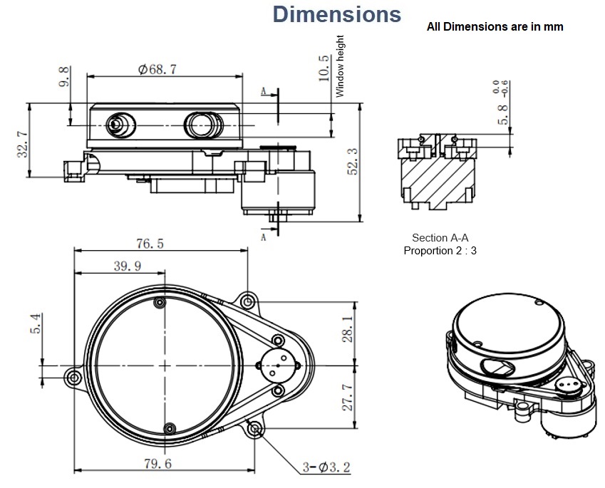 YDLiDAR X4PRO  Dimensions